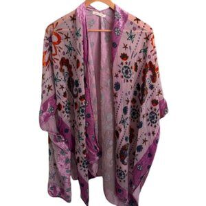 Urban Outfitters Lavender Velvet Overlay Floral Paisley Kimono Size OS